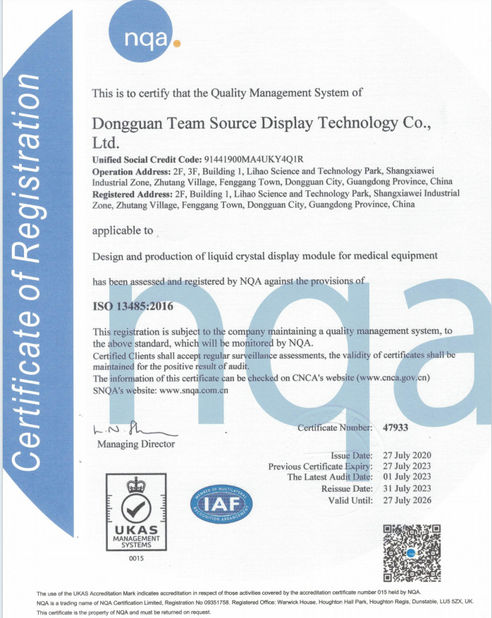 LA CHINE Team Source Display certifications